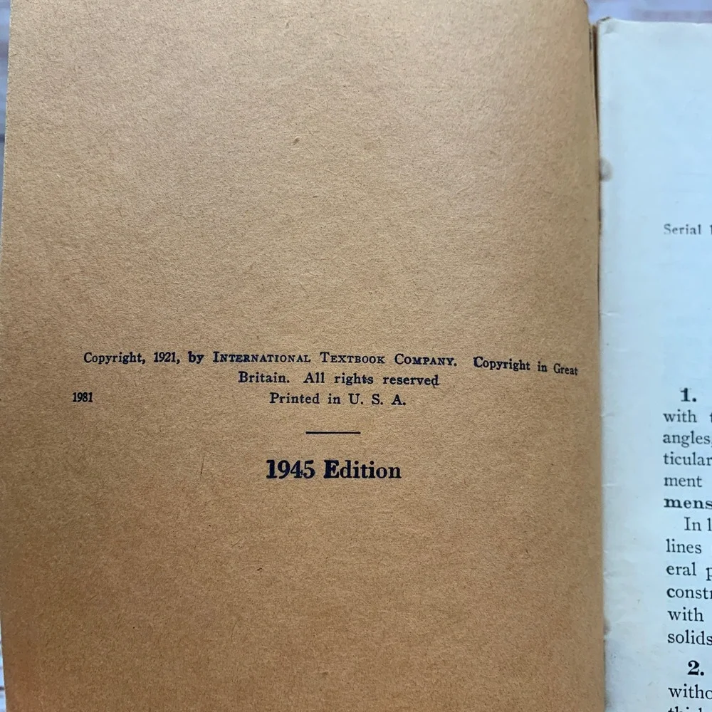 Mensuration Prepared Especially for Home Study Textbook 1945‎ Edition 1 Antique